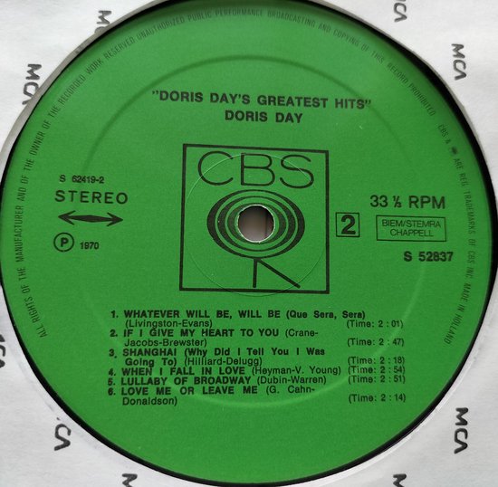 Doris Day – Doris Day's Greatest Hits (1970) LP