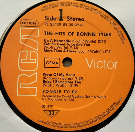 The Hits Of Bonnie Tyler (LP)