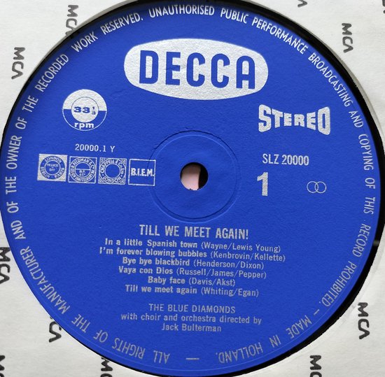 The Blue Diamonds - Till We Meet Again (1961) LP = als nieuw
