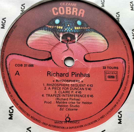 Richard Pinhas - Rhizosphère (1977) LP = als nieuw