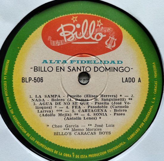 Billo's Caracas Boys ‎– En Santo Domingo (1964) LP = als nieuw