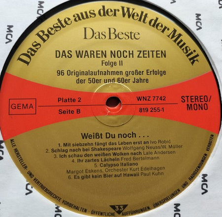 Das Waren Noch Zeiten 96 Originalaufnahmen Großer Erfolge Der 50er Und 60er Jahre) 8XLP= als nieuw