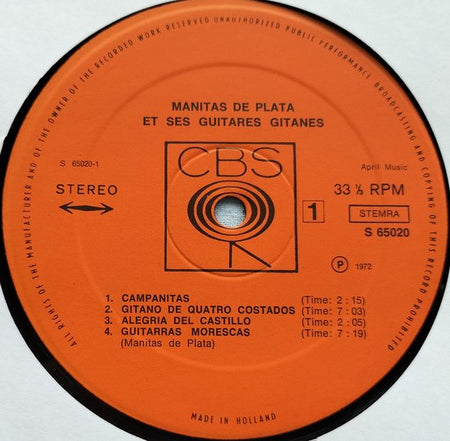Manitas De Plata – Et Ses Guitares Gitanes (1972) LP = in Nieuwstaat