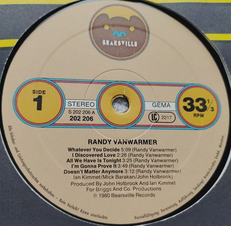 Randy Vanwarmer – Terraform - LP = als nieuw