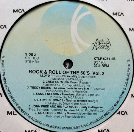 Rock And Roll Of The 50's Volume (1985) 2XLP