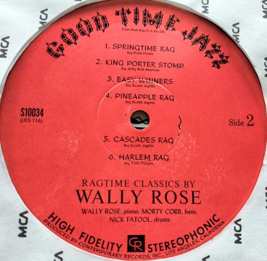 Wally Rose – Ragtime Classics(1960) LP= als nieuw