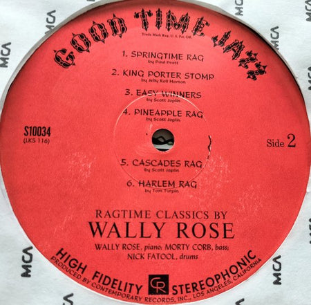 Wally Rose – Ragtime Classics(1960) LP= als nieuw