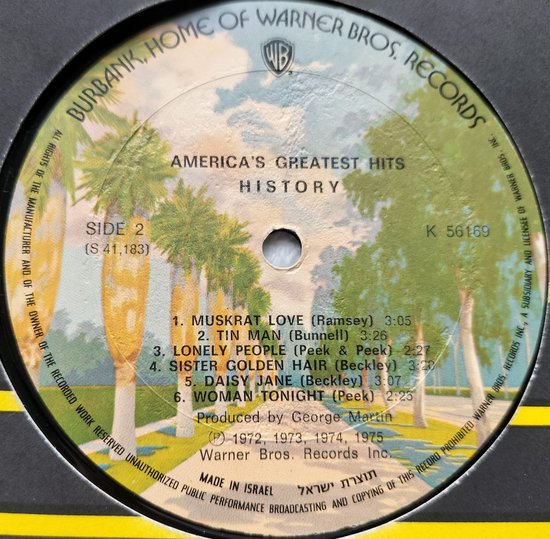 America ‎– History - America's Greatest Hits (1975) LP