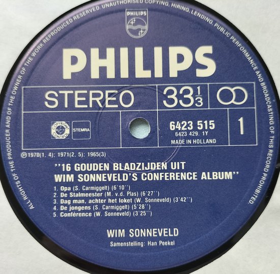 16 Gouden Bladzijden Uit Wim Sonneveld's Conférence-Album (1981) 2XLP = in Nieuwstaat