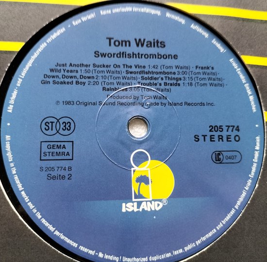 Tom Waits - Swordfishtrombones (1983) LP