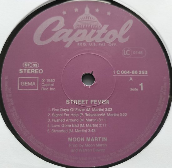 Moon Martin - Street Fever (1980) LP = als nieuw
