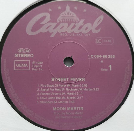 Moon Martin - Street Fever (1980) LP = als nieuw