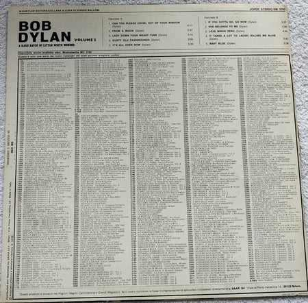 Bob Dylan – A Rare Batch Of Little White Wonder - Volume 3 (1975) LP = als nieuw .... Track labeling miskleun.