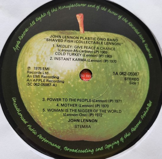 Lennon Plastic Ono Band – Shaved Fish LP