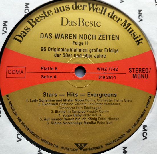 Das Waren Noch Zeiten 96 Originalaufnahmen Großer Erfolge Der 50er Und 60er Jahre) 8XLP= als nieuw