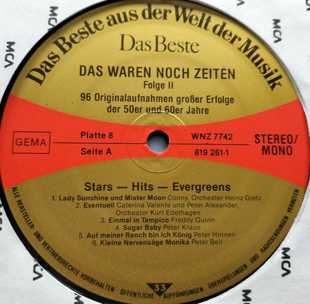 Das Waren Noch Zeiten 96 Originalaufnahmen Großer Erfolge Der 50er Und 60er Jahre) 8XLP= als nieuw