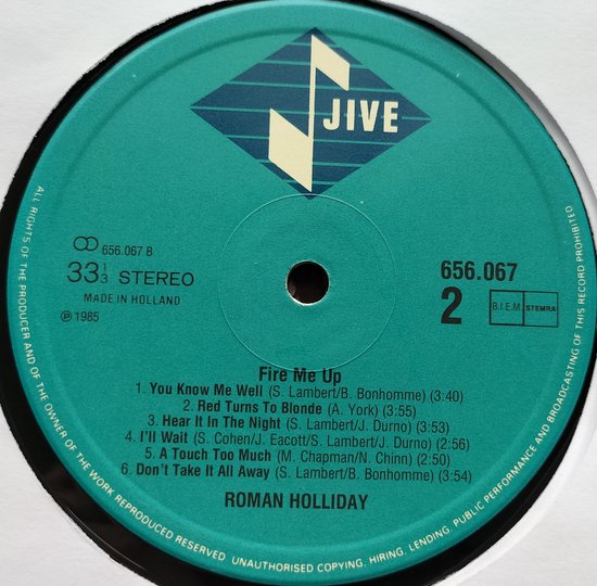 Roman Holliday - Fire Me Up (1984) LP