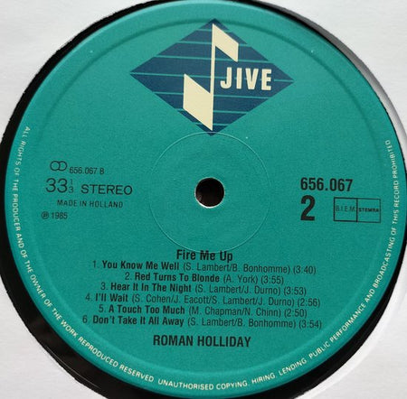 Roman Holliday - Fire Me Up (1984) LP