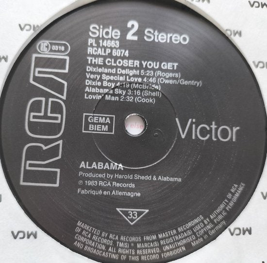 Alabama – The Closer You Get...(1983) LP= als nieuw