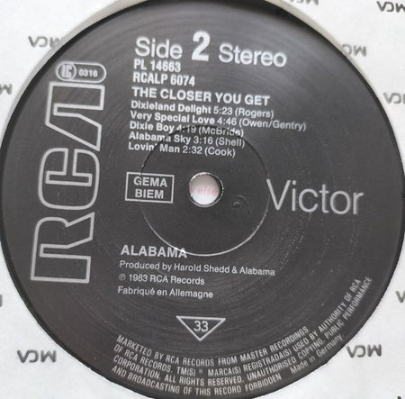Alabama – The Closer You Get...(1983) LP= als nieuw