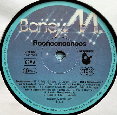 Boney M. - Boonoonoonoos (1981) LP = als nieuw