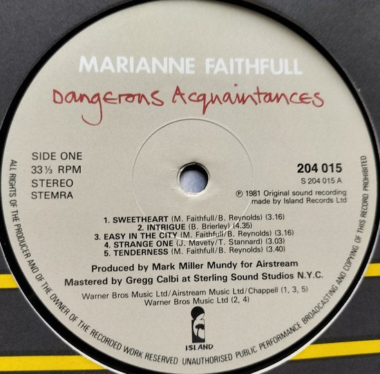 Marianne Faithfull - Dangerous Acquaintances (1981) – LP = als nieuw