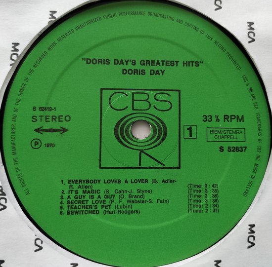 Doris Day – Doris Day's Greatest Hits (1970) LP