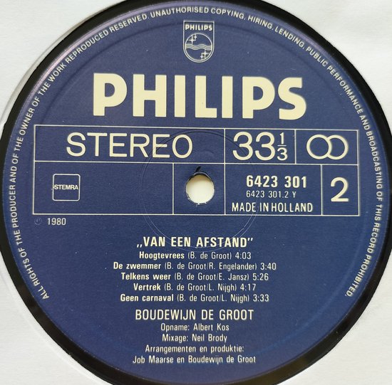 Boudewijn de Groot - Van een Afstand (1980) LP