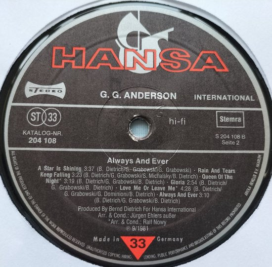 G.G. Anderson – Always And Ever (1981) LP