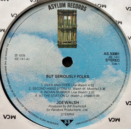 Joe Walsh - "But Seriously Folks ..." (1978) LP