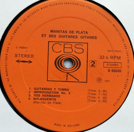 Manitas De Plata – Et Ses Guitares Gitanes (1972) LP = in Nieuwstaat