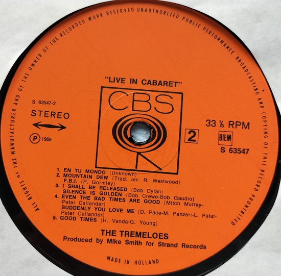 The Tremeloes Live In Cabaret 1969 LP