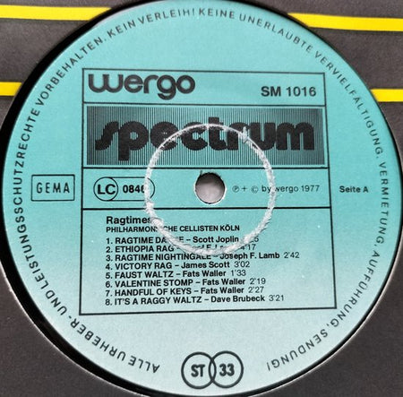 Philharmonische Cellisten Köln – Ragtimes (1977) LP