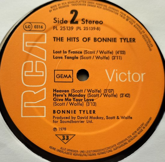 The Hits Of Bonnie Tyler (LP)