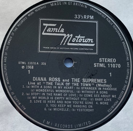 Diana Ross and The Supremes - Live at London's Talk of the Town (1968) LP