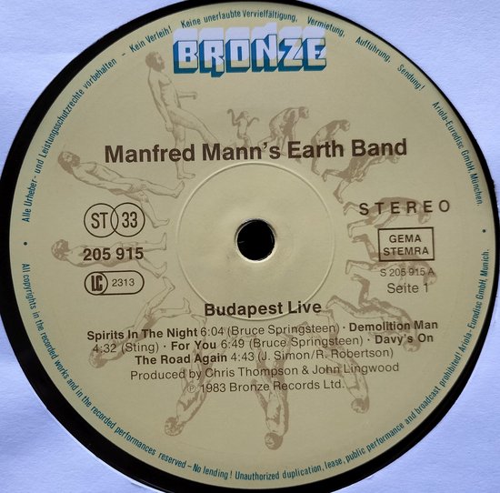 Manfred Mann's Earth Band - Budapest  ( Live) (1983) LP