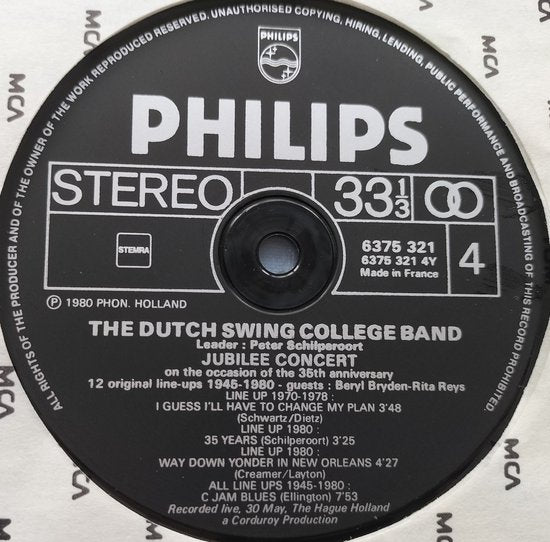 The Dutch Swing College Band – Jubilee Concert (1980) 2XLP (LIVE)