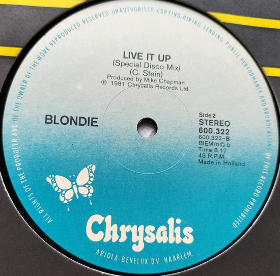 Blondie ‎– Rapture (1981 LP Vinyl, 12", 45 RPM, EP, Stereo = als nieuw