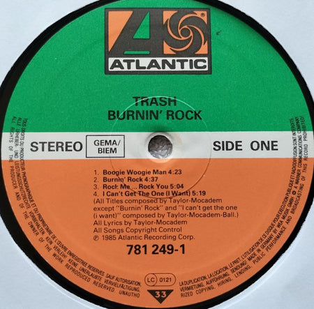 Trash - Burnin' Rock (1985) LP