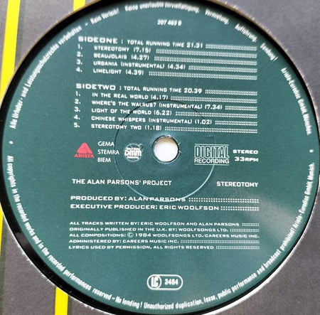 The Alan Parsons Project - Stereotomy (1985) LP is in Nieuwstaat