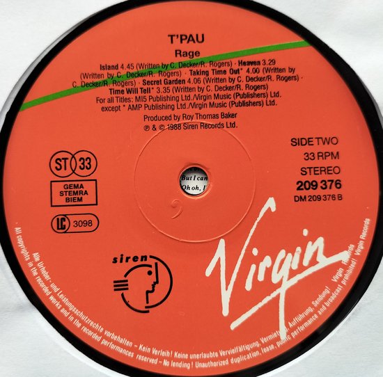 T'Pau - Rage (1988) LP
