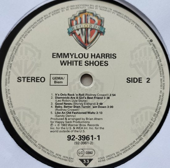 Emmylou Harris - White Shoes (1983) LP= als nieuw