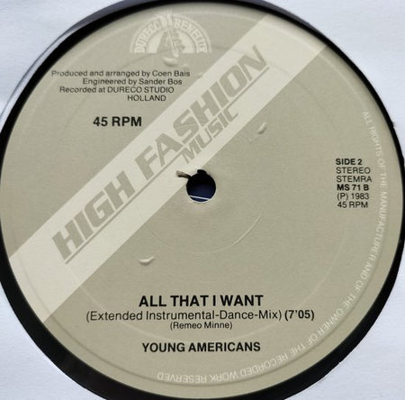 Young Americans – All That I Want (1983) LP 12", 45 RPM