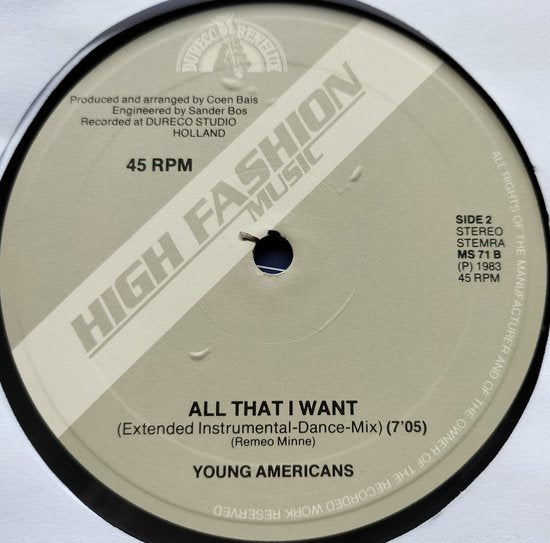 Young Americans – All That I Want (1983) LP 12", 45 RPM