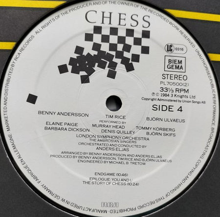 Benny Andersson / Tim Rice / Björn Ulvaeus - Chess (1984) 2XLP = als nieuw (Heren van ABBA)