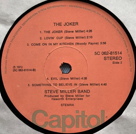 STEVE MILLER BAND THE JOKER 1973 LP Zeer lichte gebruikerssporen getest Hoes zie foto's