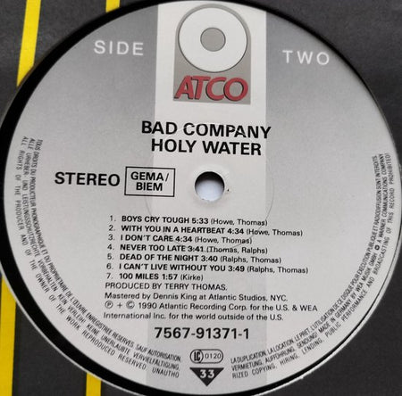 Bad Company - Holy Water (1990) LP