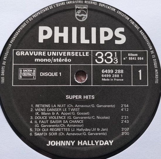 Johnny Hallyday - Super Hits (1976) 2XLP
