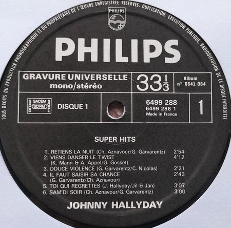 Johnny Hallyday - Super Hits (1976) 2XLP