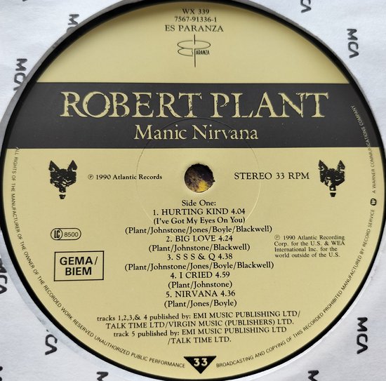 Robert Plant - Manic Nirvana (1990) LP
